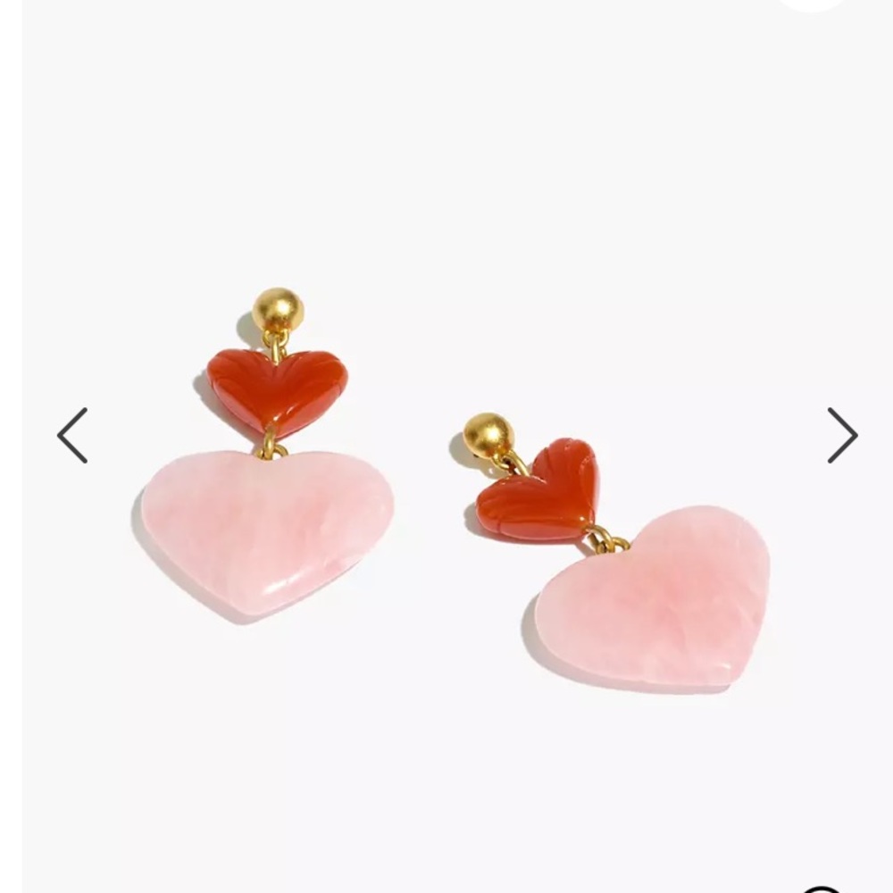 NWT Madewell rose quartz heart earrings